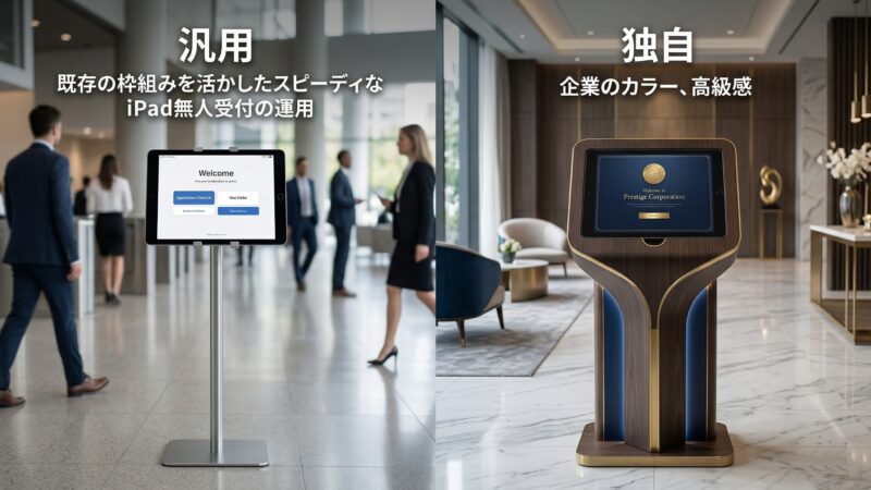 受付システムアイタッチは、そのまま導入利用でも、独自性でオリジナルデザイン、設置にも対応